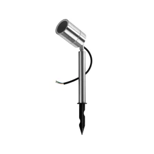 GLOBOSTAR® GARDEON  Φωτιστικό Σποτ για Φυτά - Δέντρα με Βάση Κήπου / Καρφωτό για Λάμπα MR16 με Ντουί GU10 AC 220-240V Αδιάβροχο IP67 - Νίκελ Χρώμιο - Μ6 x Π6 x Υ43.5cm