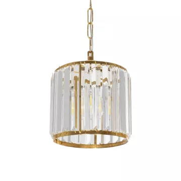GLOBOSTAR® GLAMOROUS  Κλασικό Κρεμαστό Φωτιστικό Οροφής με Ντουί 1 x E27 AC 220-240V IP20 - Χρυσό & Διάφανο - Μ19 x Π19 x Υ16.5cm