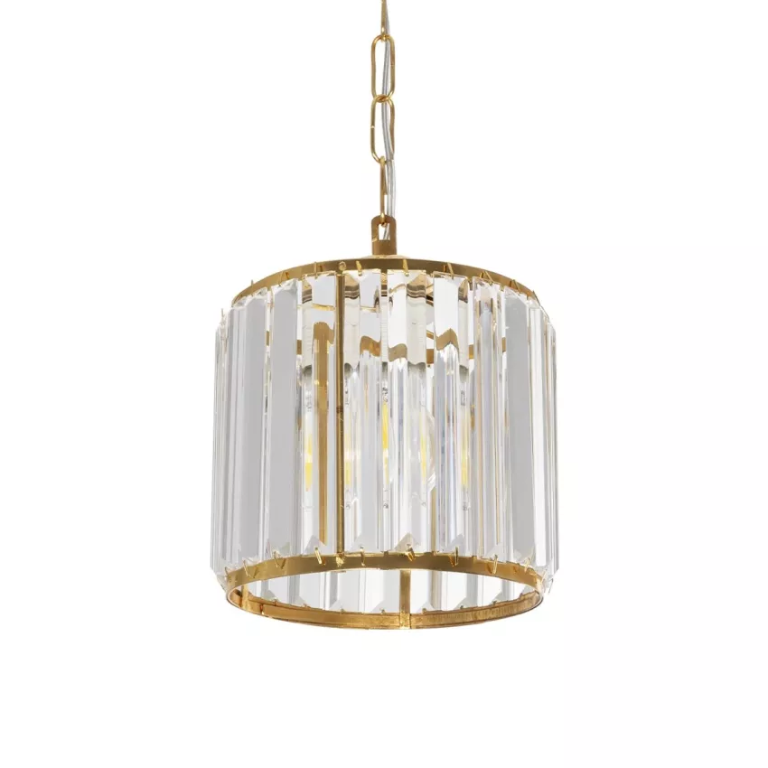 GLOBOSTAR® GLAMOROUS  Κλασικό Κρεμαστό Φωτιστικό Οροφής με Ντουί 1 x E27 AC 220-240V IP20 - Χρυσό & Διάφανο - Μ19 x Π19 x Υ16.5cm