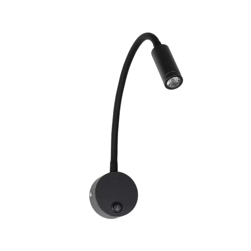 GLOBOSTAR® GOOSE  Μοντέρνο Φωτιστικό Τοίχου - Απλίκα Ξενοδοχείου Reading Light LED 3W 300lm 36° AC 220-240V IP20 Θερμό Λευκό 2700K - CREE XPE Chip & TÜV SÜD Driver - Μαύρο Ματ - Μ6.5 x Π15 x Υ24.5cm