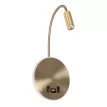 GLOBOSTAR® GOOSE  Μοντέρνο Φωτιστικό Τοίχου - Απλίκα Ξενοδοχείου Reading Light με Φορτιστή USB 3A LED 6W 540lm 36° & 360° AC 220-240V IP20 Θερμό Λευκό 2700K - CREE XPE & Lumileds SMD Chip - Χρυσό Βούρτσας - Μ15.5 x Π15 x Υ30.5cm