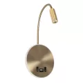 GLOBOSTAR® GOOSE  Μοντέρνο Φωτιστικό Τοίχου - Απλίκα Ξενοδοχείου Reading Light με Φορτιστή USB 3A LED 6W 540lm 36° & 360° AC 220-240V IP20 Θερμό Λευκό 2700K - CREE XPE & Lumileds SMD Chip - Χρυσό Βούρτσας - Μ15.5 x Π15 x Υ30.5cm