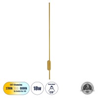 GLOBOSTAR® HARLEM  Μοντέρνο Φωτιστικό Τοίχου - Απλίκα LED 18W 2160lm 120° AC 220-240V IP20 Ρυθμιζόμενο Λευκό CCT με On/Off 2700K/4500K/6000K - Lumileds SMD Chip - Χρυσό Βούρτσας - Μ5 x Π4 x Υ120cm