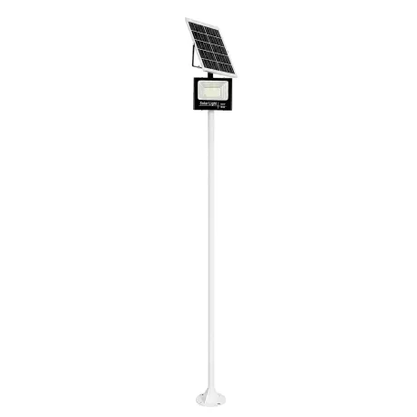 GLOBOSTAR® HELIOS-280  Μεταλλικός Γαλβανισμένος Στύλος Φωτισμού για Φωτοβολταϊκό Προβολέα Εξωτερικού Χώρου - RAL 9016 Λευκό Ματ - Μ35 × Π25 × Υ280cm