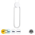 GLOBOSTAR® ILDI  Μοντέρνο Κρεμαστό Φωτιστικό Οροφής LED 12W 1440lm 300° AC 220-240V IP20 Ρυθμιζόμενο Λευκό CCT με On/Off 2700K/4500K/6000K - Lumileds SMD Chip - Λευκό Ματ - Μ10 x Π2.3 x Υ38cm