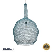 GLOBOSTAR® KENTUCKY  Vintage Κρεμαστό Φωτιστικό Οροφής με Ντουί 1 x E27 AC 220-240V IP20 - Τιρκουάζ - Μ60 x Π60 x Υ90cm