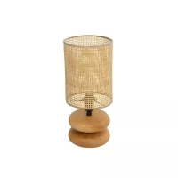 GLOBOSTAR® KLOO  Boho Επιτραπέζιο Φωτιστικό Πορτατίφ με Ντουί 1 x E14 AC 220-240V IP20 - Καφέ & Μπεζ - Μ15 x Π15 x Υ35cm