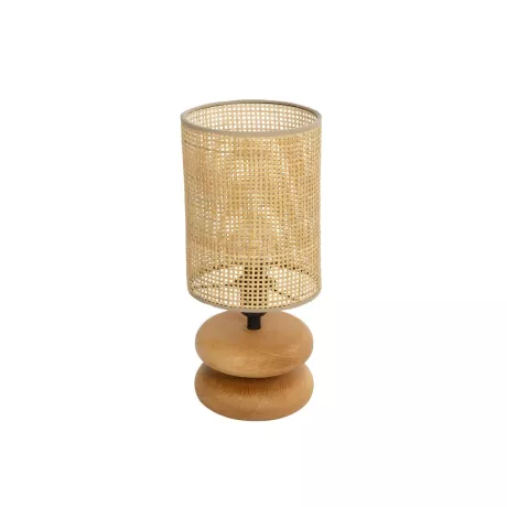 GLOBOSTAR® KLOO  Boho Επιτραπέζιο Φωτιστικό Πορτατίφ με Ντουί 1 x E14 AC 220-240V IP20 - Καφέ & Μπεζ - Μ15 x Π15 x Υ35cm
