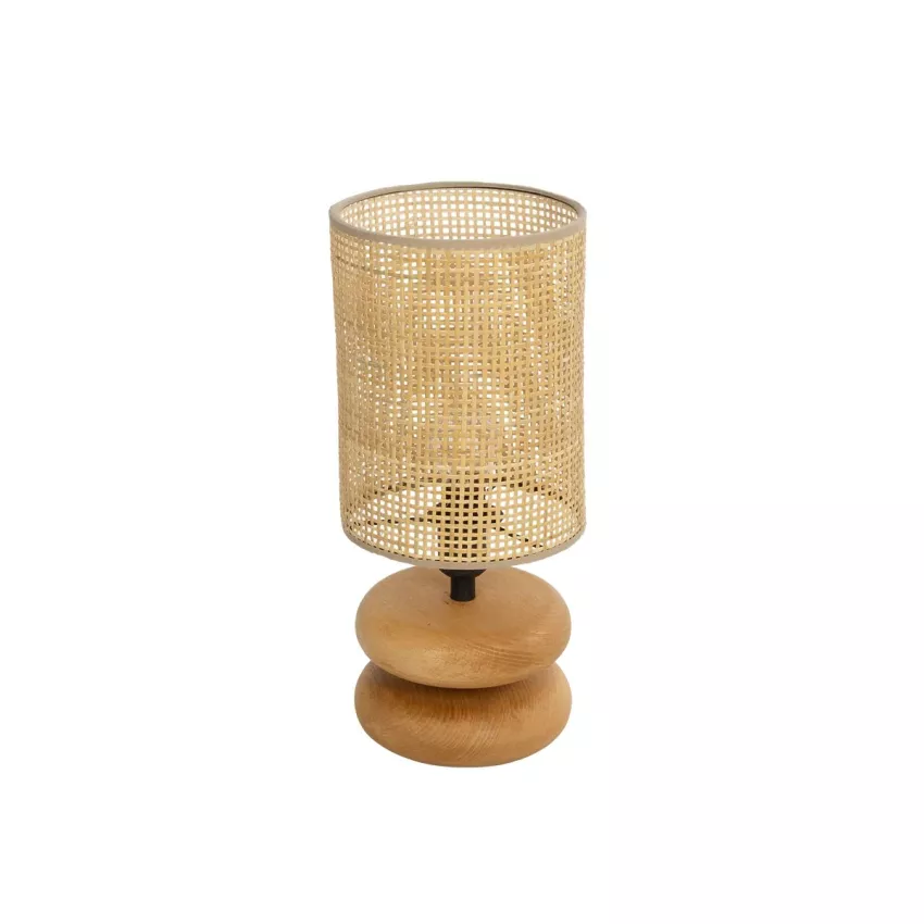 GLOBOSTAR® KLOO  Boho Επιτραπέζιο Φωτιστικό Πορτατίφ με Ντουί 1 x E14 AC 220-240V IP20 - Καφέ & Μπεζ - Μ15 x Π15 x Υ35cm