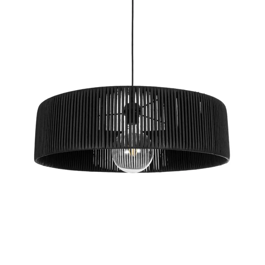 GLOBOSTAR® KYCLOS  Boho Κρεμαστό Φωτιστικό Οροφής με Ντουί 1 x E27 AC 220-240V IP20 - Μαύρο - M55 x Π55 x Υ20cm