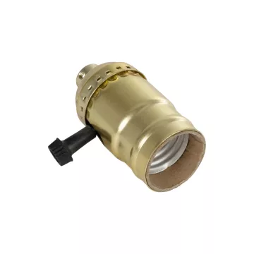 GLOBOSTAR® LAMPHOLDER  Ντουί E27 με Διακόπτη On/Off IP20 Χρυσό - Μ5.5 x Π3.6 x Υ7cm