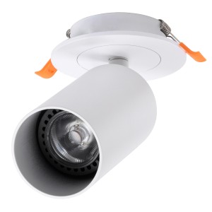 GLOBOSTAR® LEO  Χωνευτό Κινούμενο Φωτιστικό Downlight Σποτ με Ντουί 1 x GU10 AC 220-240V IP20 - Λευκό Ματ - Μ9 x Π9 x Υ17cm / Q7cm