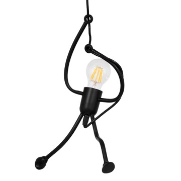 GLOBOSTAR® LITTLE MAN  Μοντέρνο Κρεμαστό Φωτιστικό Οροφής με Ντουί 1 x E27 AC 220-240V IP20 - Μαύρο - Μ20 x Π20 x Υ40cm