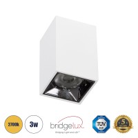 GLOBOSTAR® LUMINAR  Downlight Σποτ LED 3W 405lm 36° AC 220-240V IP20 Θερμό Λευκό 2700K - Osram SMD Chip & TÜV SÜD Driver - Λευκό Ματ - Μ4.2 x Π4.2 x Υ6.6cm