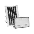 GLOBOSTAR® LUMOVOX  Προβολέας LED 100W 5000lm 120° DC 5V με Φωτοβολταϊκό Panel 5V 8W & Επαναφορτιζόμενη Μπαταρία Li-ion 3.2V 5000mAh Αδιάβροχο IP67 Ψυχρό Λευκό 6000K - 120 x SMD2835 Sanan Chip - Γκρι Ανθρακί - Μ25 x Π5.5 x Υ17.5cm