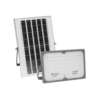 GLOBOSTAR® LUMOVOX  Προβολέας LED 100W 5000lm 120° DC 5V με Φωτοβολταϊκό Panel 5V 8W & Επαναφορτιζόμενη Μπαταρία Li-ion 3.2V 5000mAh Αδιάβροχο IP67 Ψυχρό Λευκό 6000K - 120 x SMD2835 Sanan Chip - Γκρι Ανθρακί - Μ25 x Π5.5 x Υ17.5cm