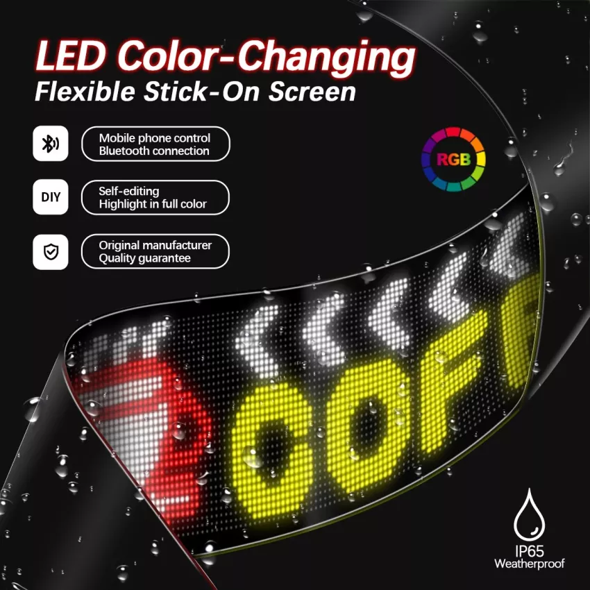 GLOBOSTAR® MATRIX  Εύκαμπτη Κυλιόμενη Ψηφιακή Επιγραφή 192x28cm P7 256x32 Pixel LED 40W AC 220-240V Αδιάβροχο IP65 Πολύχρωμο RGB - Bluetooth Control μέσω iPIXEL APP - Μ192 x Π0.4 x Υ28cm