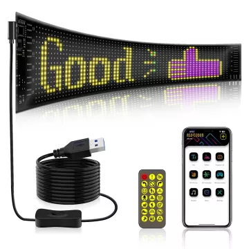 GLOBOSTAR® MATRIX  Εύκαμπτη Κυλιόμενη Ψηφιακή Επιγραφή 37.4x9.2cm P5 64x16 Pixel LED 10W DC 5V 2A με USB 2.0 Αδιάβροχο IP65 Πολύχρωμο RGB - Bluetooth Control μέσω iPIXEL APP - Μ37.4 x Π0.2 x Υ9.2cm
