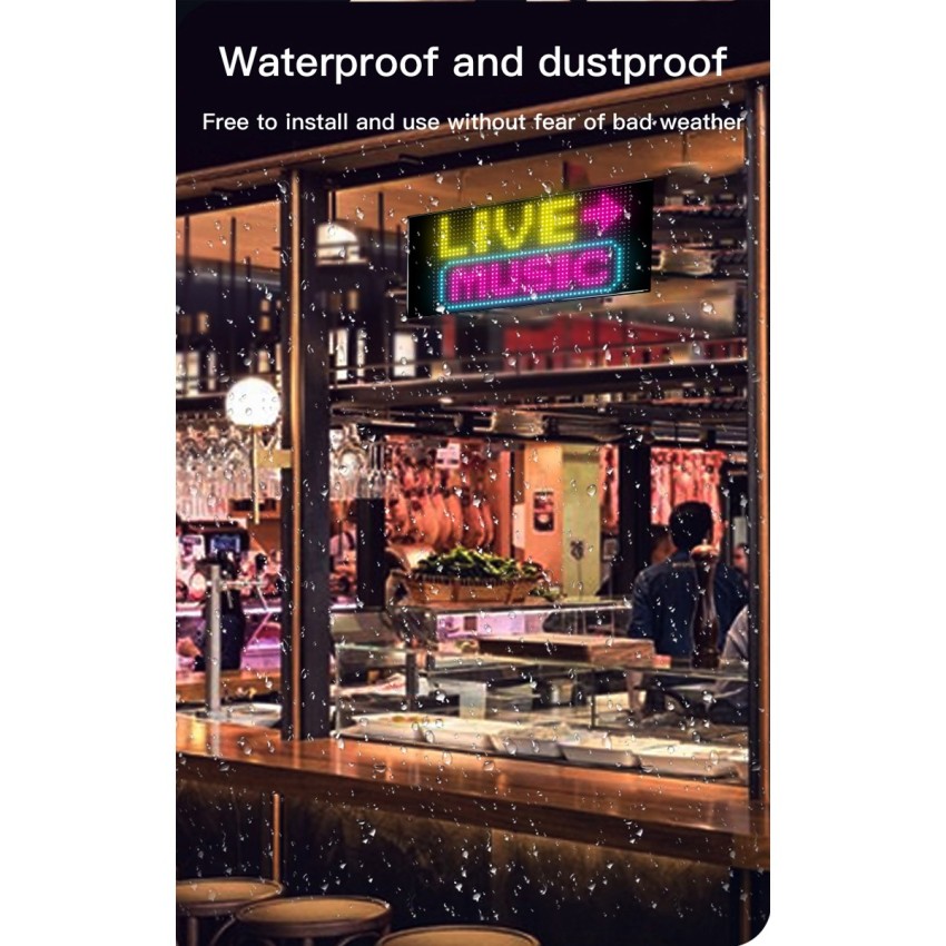 GLOBOSTAR® MATRIX  Κυλιόμενη Ψηφιακή Επιγραφή / Κορνίζα 27x12cm P4 48x24 Pixel LED 10W AC 220-240V Αδιάβροχο IP65 Πολύχρωμο RGB - Bluetooth Control μέσω iPIXEL APP - Μ27 x Π0.4 x Υ12cm