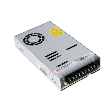 GLOBOSTAR® MEANWELL-LRS600-24  Τροφοδοτικό/Μετασχηματιστής Class I PELV 600W 25A AC 220-240V σε DC 24V IP20 - Ρυθμιζόμενo από DC 22.8V έως DC 26.4V - Ασημί - Μ22.5 x Π12.4 x Υ4.1cm