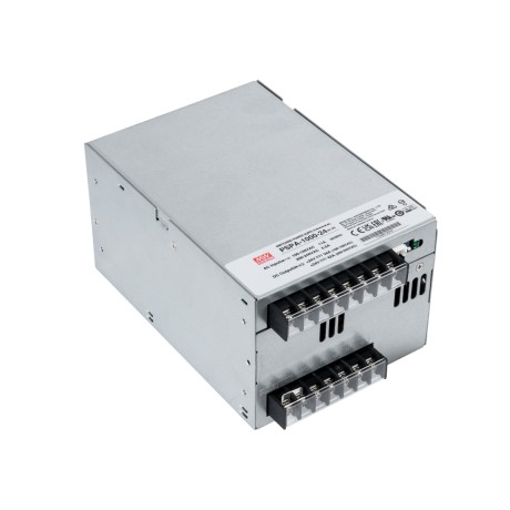 GLOBOSTAR® MEANWELL-PSPA1000-24  Τροφοδοτικό/Μετασχηματιστής Class I PELV 1000W 42A AC 220-240V σε DC 24V IP20 - Ρυθμιζόμενo από DC 22V έως DC 28V - Ασημί - Μ17 x Π12 x Υ9.3cm