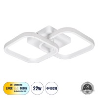 GLOBOSTAR® NORA  Μοντέρνο Φωτιστικό Οροφής LED 22W 2640lm 300° AC 220-240V IP20 Ρυθμιζόμενο Λευκό CCT με On/Off 2700K/4500K/6000K - Lumileds SMD Chip - Λευκό Ματ - Μ40 x Π24 x Υ7cm