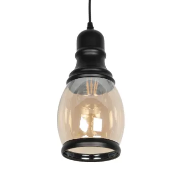 GLOBOSTAR® OLIVER  Vintage Κρεμαστό Φωτιστικό Οροφής με Ντουί 1 x E27 AC 220-240V IP20 - Μελί & Μαύρο - Μ14 x Π14 x Υ30cm