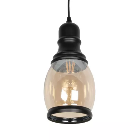 GLOBOSTAR® OLIVER  Vintage Κρεμαστό Φωτιστικό Οροφής με Ντουί 1 x E27 AC 220-240V IP20 - Μελί & Μαύρο - Μ14 x Π14 x Υ30cm
