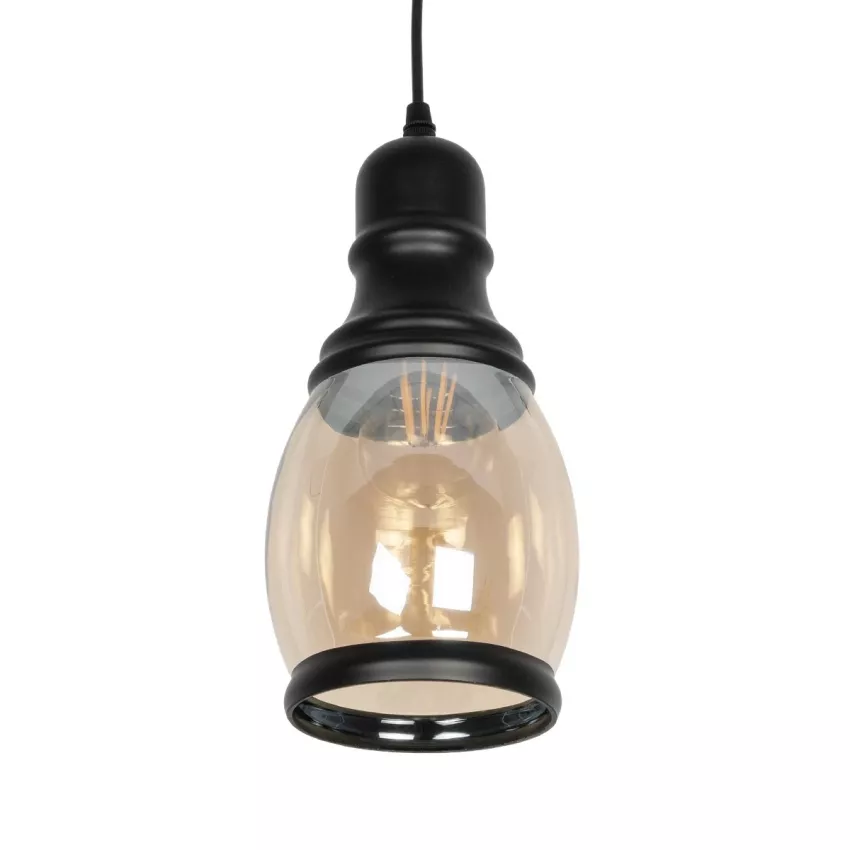GLOBOSTAR® OLIVER  Vintage Κρεμαστό Φωτιστικό Οροφής με Ντουί 1 x E27 AC 220-240V IP20 - Μελί & Μαύρο - Μ14 x Π14 x Υ30cm