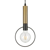 GLOBOSTAR® OLVERO  Μοντέρνο Κρεμαστό Φωτιστικό Οροφής με Ντουί 1 x E27 AC 220-240V IP20 - Μαύρο & Χρυσό - Μ18 x Π4 x Y38cm