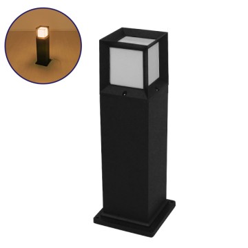 GLOBOSTAR® PALASO  Φωτιστικό Κολωνάκι Κήπου με Ντουί 1 x E27 90° AC 220-240V Αδιάβροχο IP65 - Γκρι Ανθρακί - Μ15 x Π15 x Υ58cm