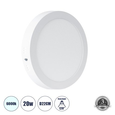 GLOBOSTAR® PANELO  Panel Οροφής LED 20W 2000lm 120° AC 220-240V IP20 Ψυχρό Λευκό 6000K - Lumileds SMD Chip & TÜV SÜD Driver - Λευκό Γαλακτερό - Μ22 x Π22 x Υ3cm / Q20cm