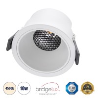 GLOBOSTAR® PLUTO-M  Χωνευτό Downlight Σποτ με Honeycomb Anti Glare Reflector LED 10W 1300lm 38° AC 220-240V IP20 Φυσικό Λευκό 4500K - Bridgelux COB Chip & TÜV SÜD Driver - Λευκό Ματ - Μ8.4 x Π8.4 x Υ5.9cm / Q7.5cm