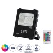 GLOBOSTAR® RGBFLOOD  Προβολέας με IR Ασύρματο Χειριστήριο LED 10W 650lm 120° AC 220-240V Αδιάβροχο IP66 Πολύχρωμο RGB Dimmable - Μαύρο Ματ - Μ11 x Π4 x Υ13.5cm