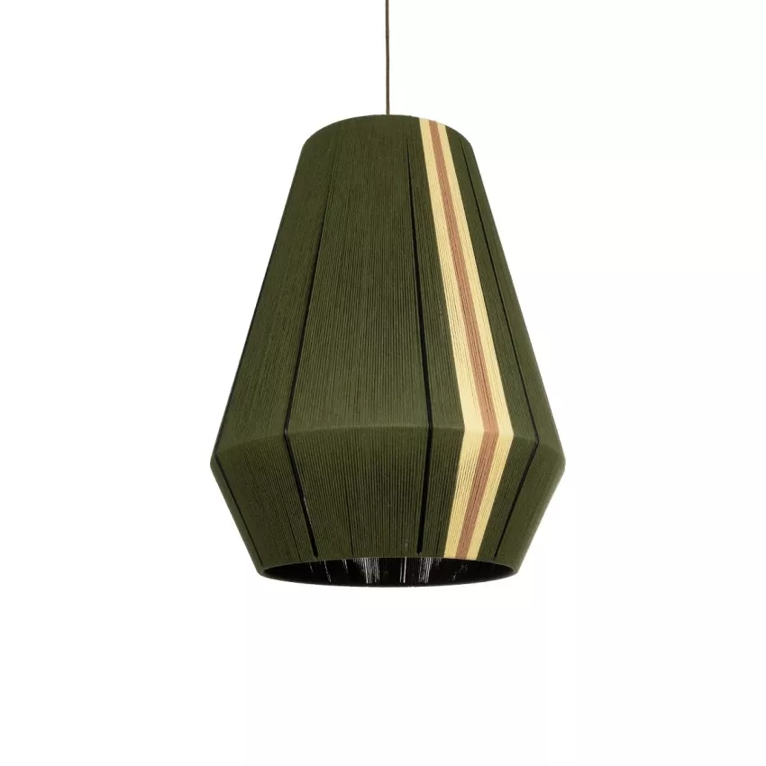 GLOBOSTAR® SALERNO  Boho Κρεμαστό Φωτιστικό Οροφής με Ντουί 1 x E27 AC 220-240V IP20 - Λαδί & Μπεζ - Μ50 x Π50 x Υ60cm
