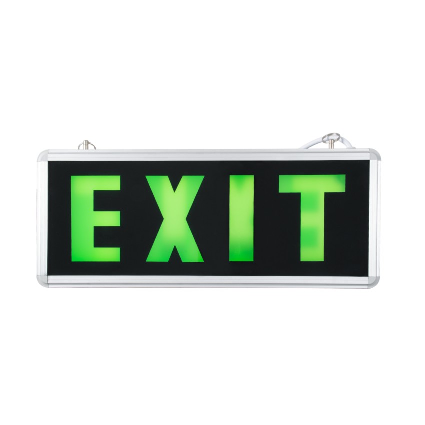 GLOBOSTAR® SENSATI  Διακοσμητικό Φωτιστικό Τοίχου Ένδειξης / Σήμανσης "EXIT" LED 1W 40lm 90° AC 220-240V με Επαναφορτιζόμενη Μπαταρία Li-ion 3.7V 350mAh IP20 Πράσινο - SMD2835 Sanan Chip - Νίκελ Βούρτσας & Μαύρο - Μ35 x Π14 x Υ3.3cm