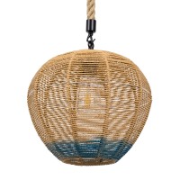 GLOBOSTAR® SIMON  Boho Κρεμαστό Φωτιστικό Οροφής με Ντουί 1 x E27 AC 220-240V IP20 - Μπεζ & Μπλε - Μ30 x Π30 x Υ30cm