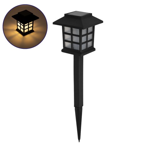 GLOBOSTAR® SOLARVERDE  Διακοσμητικό Φωτιστικό Κήπου LED 1W 40lm 180° DC 5V με Φωτοβολταϊκό Panel 5V 0.1W & Επαναφορτιζόμενη Μπαταρία Li-ion 3.2V 300mAh Αδιάβροχο IP65 Θερμό Λευκό 2700K - Μ8.5 x Π8.5 x Υ23.5cm