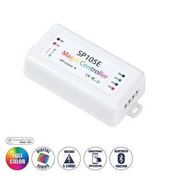 GLOBOSTAR® SP105E  WiFi 2.4G Ψηφιακός Pixel Addressable Controller DC 5-12-24V IP20 - WiFi 2.4G - SPI/TTL Protocol 2048 IC - Μ8.5 x Π4.5 x Υ2.2cm
