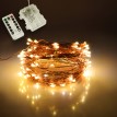 GLOBOSTAR® STRINGLIGHT  Σετ Γιρλάντας 10m 100 LED με Κουτί Τροφοδοσίας & RF Ασύρματο Χειριστήριο LED 6W 420lm 360° DC 5V με 3xAAA Μπαταρίες Αδιάβροχο IP54 Θερμό Λευκό 2700Κ Dimmable - Χάλκινο - Μ1000 x Π0.6 x Υ0.6cm