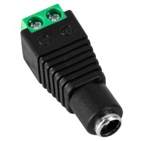 GLOBOSTAR® STRIPDC  Ταχυσύνδεσμος DC Jack 5.5x2.1mm Θηλυκός σε Κλέμα IP20 - Μαύρο - Μ3.7 x Π1.4 x Υ1.2cm