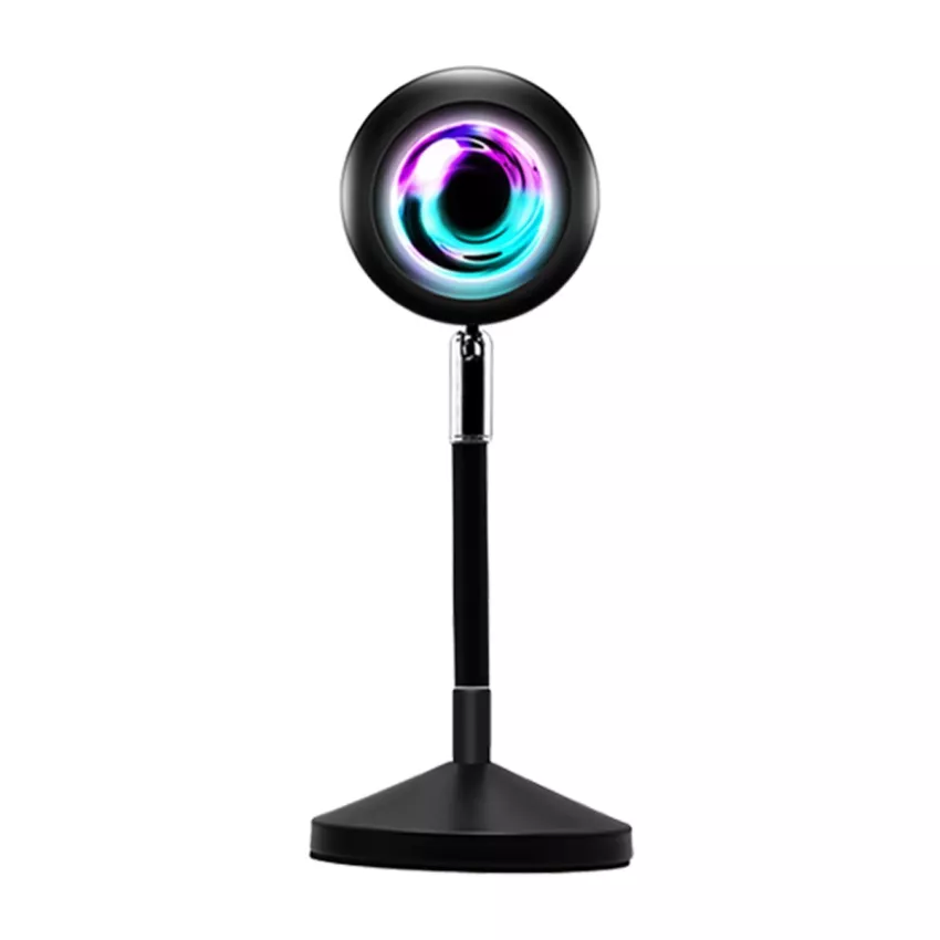 GLOBOSTAR® SUNSET  Επιτραπέζιο Φωτιστικό Πορτατίφ Προτζέκτορας Sunset με RF Ασύρματο Χειριστήριο & Λειτουργία μέσω WiFi APP LED 6W 360lm 60° AC 220-240V IP20 Πολύχρωμο RGB Dimmable - Sanan SMD Chip - Μαύρο - Μ10 x Π10 x Υ27cm