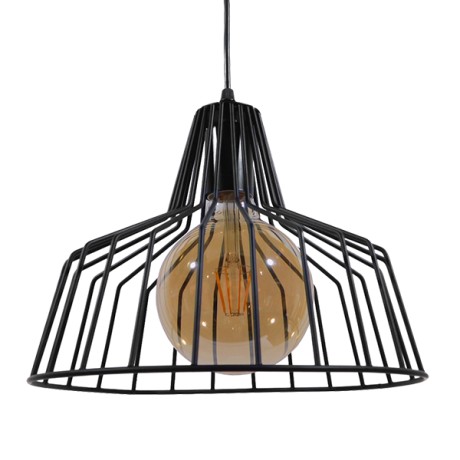 GLOBOSTAR® TERE  Vintage Κρεμαστό Φωτιστικό Οροφής με Ντουί 1 x E27 AC 220-240V IP20 - Μαύρο - Μ30 x Π30 x Υ25cm
