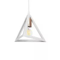 GLOBOSTAR® TRIANGLE  Μοντέρνο Κρεμαστό Φωτιστικό Οροφής με Ντουί 1 x E27 AC 220-240V IP20 - Λευκό & Χάλκινο - Μ24 x Π24 x Υ22cm