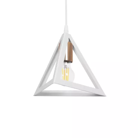 GLOBOSTAR® TRIANGLE  Μοντέρνο Κρεμαστό Φωτιστικό Οροφής με Ντουί 1 x E27 AC 220-240V IP20 - Λευκό & Χάλκινο - Μ24 x Π24 x Υ22cm