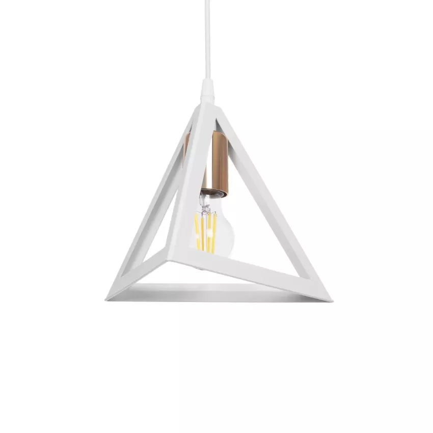 GLOBOSTAR® TRIANGLE  Μοντέρνο Κρεμαστό Φωτιστικό Οροφής με Ντουί 1 x E27 AC 220-240V IP20 - Λευκό & Χάλκινο - Μ24 x Π24 x Υ22cm