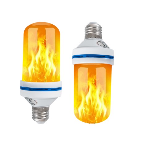 GLOBOSTAR® TUBATO  Λάμπα E27 LED 9W 350lm 260° AC 220-240V IP20 Πορτοκαλί 1800K με Εφέ Φλόγας & Αναστροφή - Λευκό Γαλακτερό - Μ6 x Π6 x Υ15cm