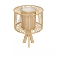 GLOBOSTAR® TULUM  Boho Επιτραπέζιο Φωτιστικό Πορτατίφ με Ντουί 1 x E27 AC 220-240V IP20 - Μπεζ - Μ30 x Π30 x Υ40cm