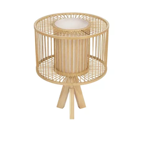 GLOBOSTAR® TULUM  Boho Επιτραπέζιο Φωτιστικό Πορτατίφ με Ντουί 1 x E27 AC 220-240V IP20 - Μπεζ - Μ30 x Π30 x Υ40cm