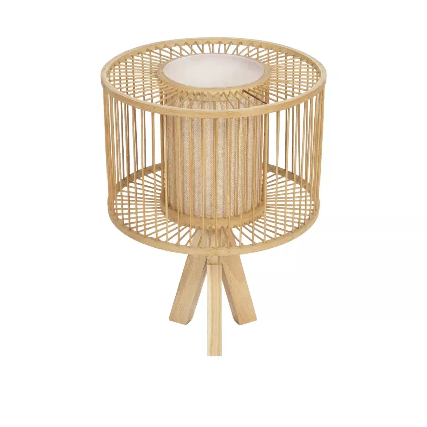GLOBOSTAR® TULUM  Boho Επιτραπέζιο Φωτιστικό Πορτατίφ με Ντουί 1 x E27 AC 220-240V IP20 - Μπεζ - Μ30 x Π30 x Υ40cm